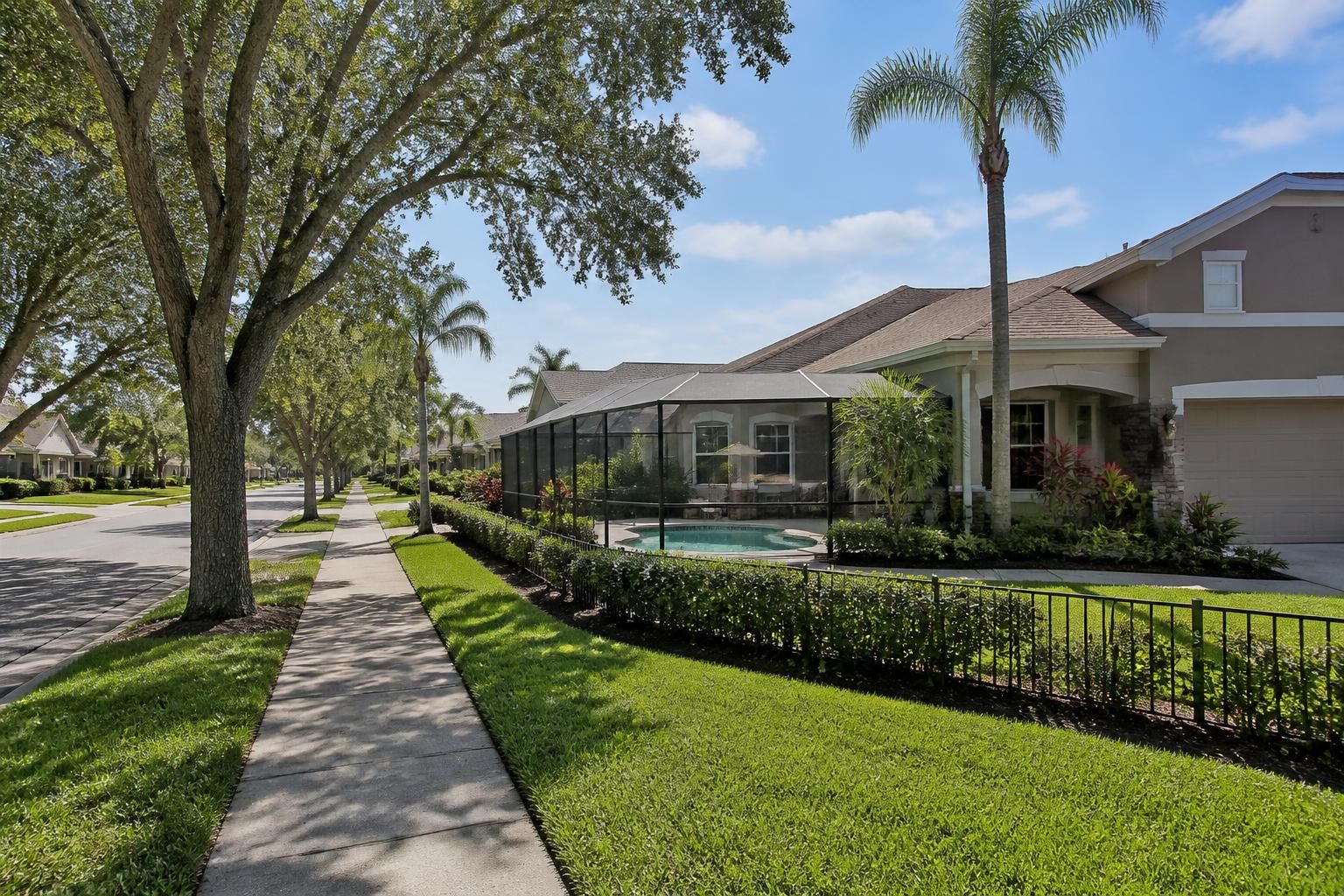 A Riverview neighborhood with neat homes and tree-lined streets.